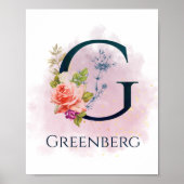 Extravaganter Blumenbuchstabe G - Farbwand Poster (Vorne)