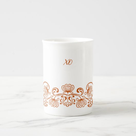 Extravaganter Blumenknochen China Tee Tasse (Vorderseite)