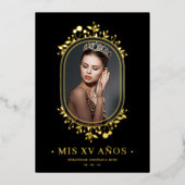 Extravaganter botanischer Oval-Rahmen Spanisch Qui Folieneinladung (Vorderseite)