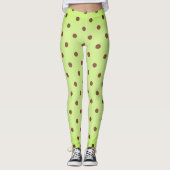 Extravaganter brauner und hellgrüner Retro-Polka-D Leggings (Vorderseite)