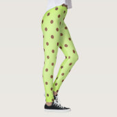 Extravaganter brauner und hellgrüner Retro-Polka-D Leggings (Rechts)