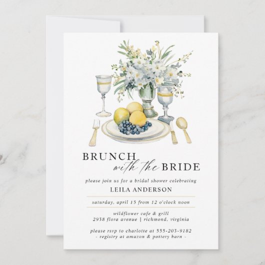 Extravaganter Brunch | Modernes Brautparty Einladung (Vorderseite)