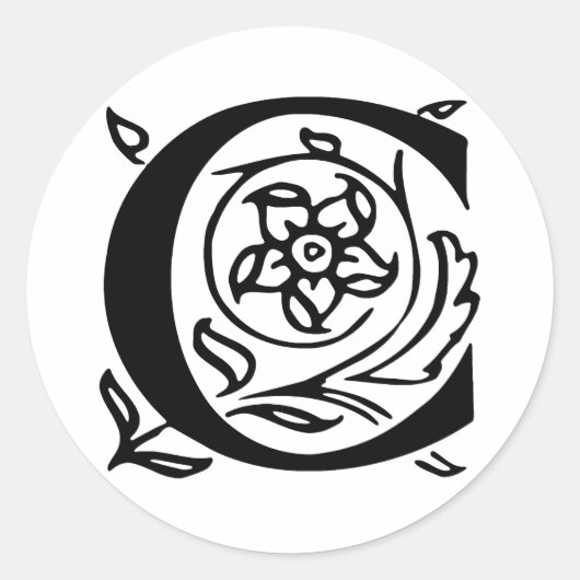 Extravaganter Buchstabe C Runder Aufkleber (Vorderseite)