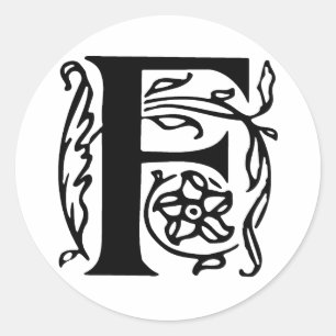 Extravaganter Buchstabe F Runder Aufkleber