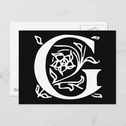 Extravaganter Buchstabe G Postkarte (Vorne/Hinten)