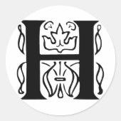 Extravaganter Buchstabe H Runder Aufkleber (Vorderseite)