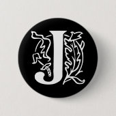Extravaganter Buchstabe J Button (Vorderseite)