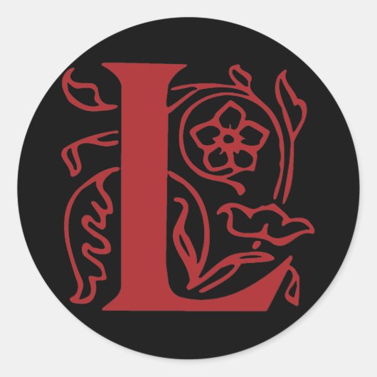 Extravaganter Buchstabe L Runder Aufkleber (Vorderseite)