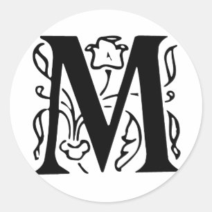 Extravaganter Buchstabe M Runder Aufkleber
