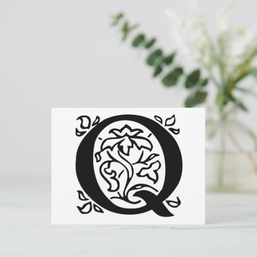 Extravaganter Buchstabe Q Postkarte (Stehend Vorderseite)