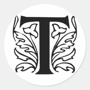 Extravaganter Buchstabe T Runder Aufkleber