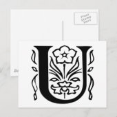 Extravaganter Buchstabe U Postkarte (Vorne/Hinten)
