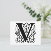 Extravaganter Buchstabe V Postkarte (Stehend Vorderseite)
