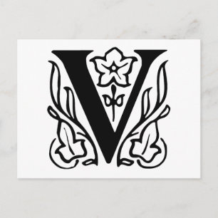 Extravaganter Buchstabe V Postkarte