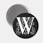Extravaganter Buchstabe W Magnet (Vorderseite/Rückseite)