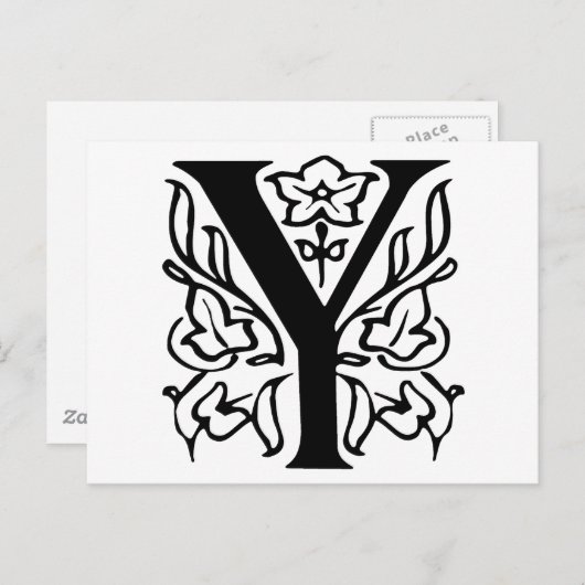 Extravaganter Buchstabe Y Postkarte (Vorne/Hinten)