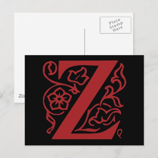 Extravaganter Buchstabe Z Postkarte (Vorne/Hinten)
