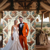 Extravaganter Buttercreme-Flora-Hochzeitsvorhang Wandteppich