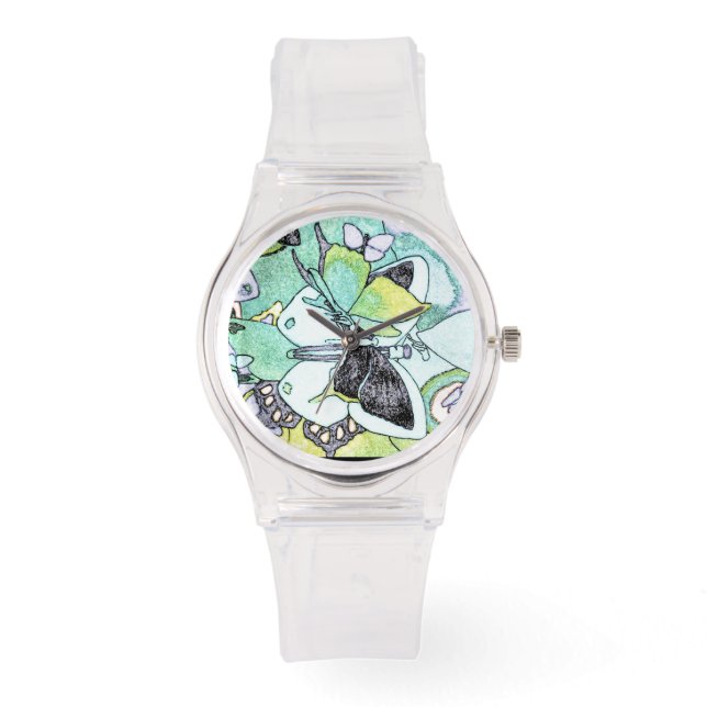 Extravaganter Butterfly Collage Water Color Print  Armbanduhr (Vorderseite)