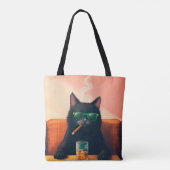 Extravaganter Cat Drink Whiskey Tasche (Rückseite)