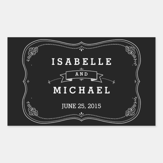 Extravaganter Chalkboard Vintage-Hochzeitsticker Rechteckiger Aufkleber (Vorderseite)