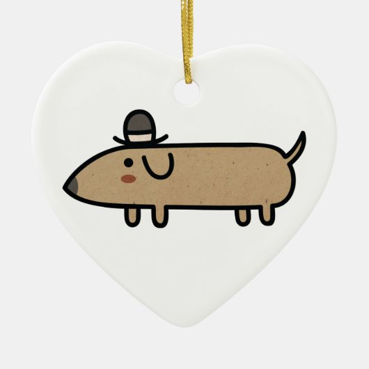 Extravaganter Dackel-Hund mit Hut Keramik Ornament (Vorne)