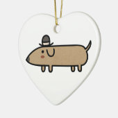 Extravaganter Dackel-Hund mit Hut Keramik Ornament (Links)