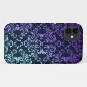 Extravaganter Damask Aquamarin Blau Lila Case-Mate iPhone Hülle (Rückseite (Horizontal))