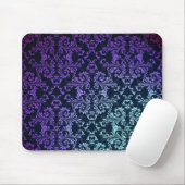 Extravaganter Damask Aquamarin Blau Lila Mousepad (Mit Mouse)