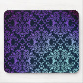 Extravaganter Damask Aquamarin Blau Lila Mousepad (Vorne)