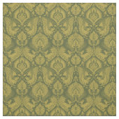 Extravaganter Damast mit Tieren, Gold auf Grün Stoff (Muster)