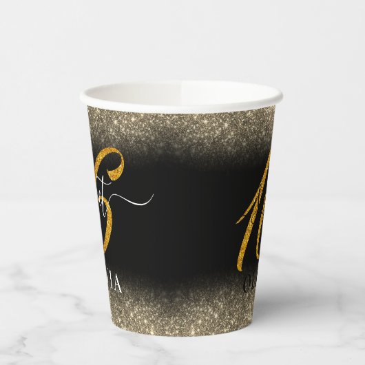 Extravaganter eleganter Glitzer Sweet 16 Sechzehn Pappbecher (Links)