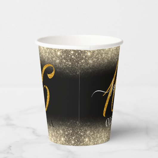 Extravaganter eleganter Glitzer Sweet 16 Sechzehn  Pappbecher (Rechts)