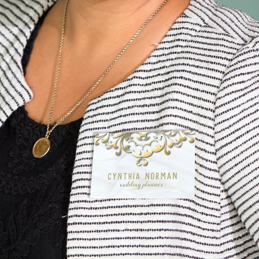 Extravaganter eleganter Gold & White Baroque Hochz Namensschild