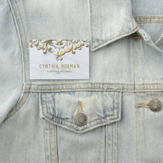 Extravaganter eleganter Gold & White Baroque Hochz Namensschild (Beispiel)