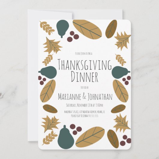 Extravaganter Erntedank Herbst Abendessen Party Bi Einladung (Vorderseite)