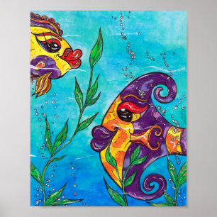 Extravaganter Fisch-Druck Poster