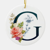 Extravaganter floraler Monogramm Buchstabe G Keramik Ornament (Vorne)