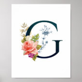 Extravaganter floraler Monogramm Buchstabe G Poster (Vorne)