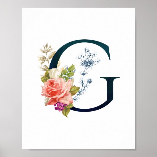 Extravaganter floraler Monogramm Buchstabe G Poster (Vorne)
