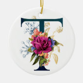 Extravaganter floraler Monogramm Keramik Ornament (Vorne)
