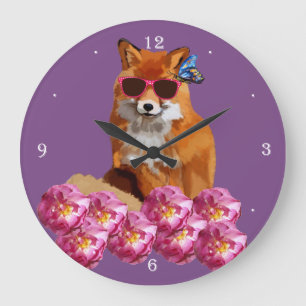 Extravaganter Fox, lila Wand-Uhr Große Wanduhr