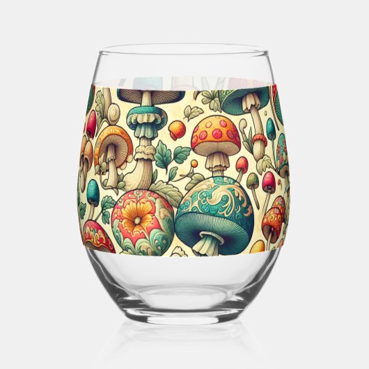 Extravaganter Fungi Weinglas Ohne Stiel (Vorderseite)
