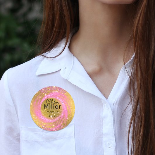 Extravaganter Funkelnd Rosa- und Goldmakeup-Künstl Namensschild