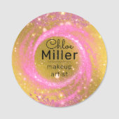 Extravaganter Funkelnd Rosa- und Goldmakeup-Künstl Namensschild (Vorderseite)