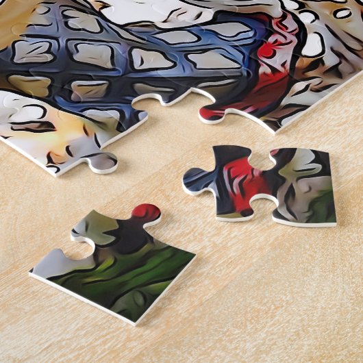 Extravaganter gepanzerter Ritter auf Pegasus Puzzle (Seite)