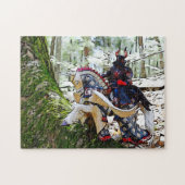 Extravaganter gepanzerter Ritter auf Pegasus Puzzle (Horizontal)