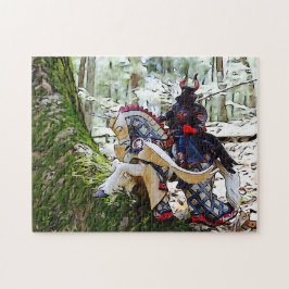 Extravaganter gepanzerter Ritter auf Pegasus Puzzle