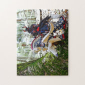 Extravaganter gepanzerter Ritter auf Pegasus Puzzle (Vertikal)