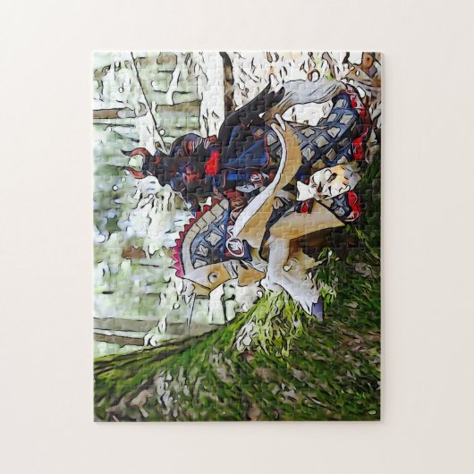 Extravaganter gepanzerter Ritter auf Pegasus Puzzle (Vertikal)